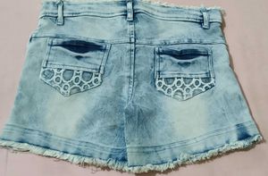 Light Wash Denim Shorts with Star Embellishments