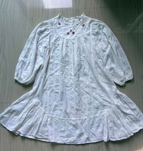 White Embroidered Casual Dress