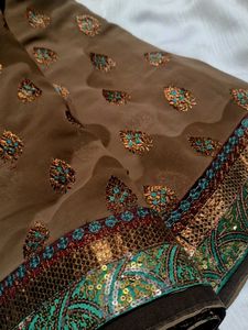 Embellished Brown Saree
