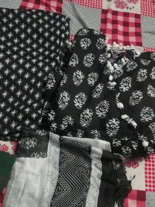 Elegant Black & White Kurta Set