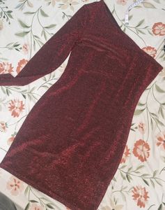 Shein Maroon Glitter Dress With Choker