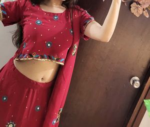 Stunning Red Embroidered Lehenga Choli