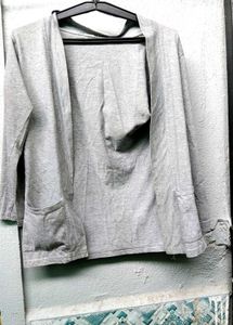 Grey Open Front Cardigan Jacket