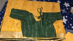 Yellow Saree with Geometric Print