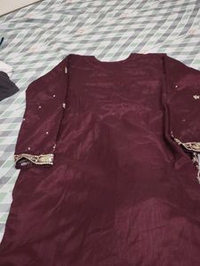 Embroidered Maroon Saree