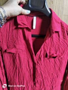 classic red shirt maxi dress