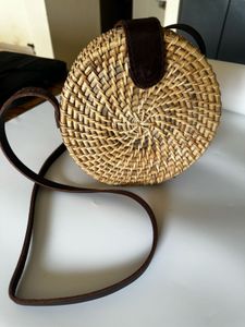 Round Rattan Crossbody Bag