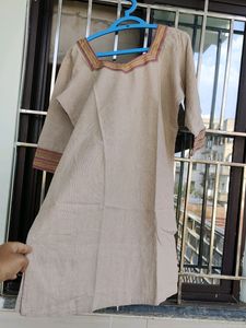 Khaki Colour Straight Kurti