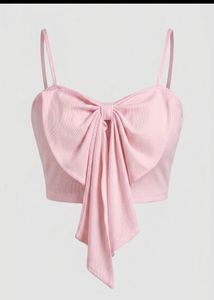 Pink Bow Front Crop Top