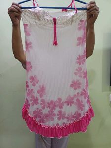 Sheer White Nightgown with Pink Trim