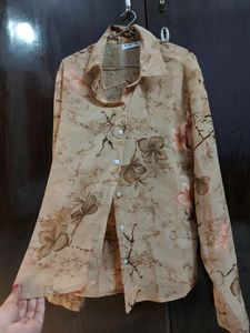 PURYS beige Beautiful Floral Printed Top