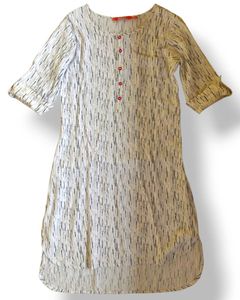 Elegant Striped White Cotton Kurta