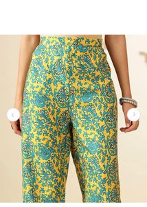 Yellow &amp; Teal Floral Kurta Set