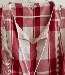 AND - Red &amp; White Checkered Tunic Top