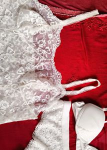 Lace nighty with beautiful bra and brief 👍