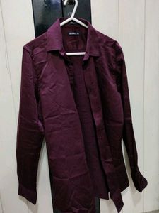 Men's Burgundy Silk Shirt