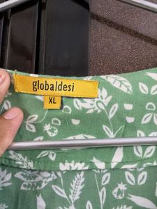 Green Floral Print Kurta