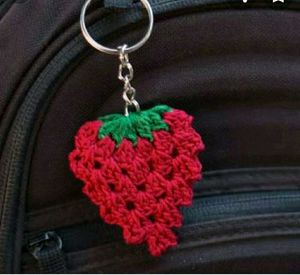 Crochet Strawberry Keychain