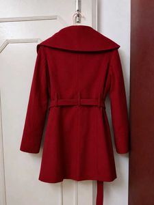 Women's Maroon Double-Breasted Coat