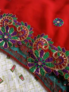 Red Embroidered Saree