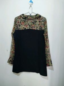 Voguish Printed Tie Up Black Top