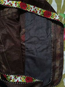 BROWN SAREE WITH FLORAL BORDER