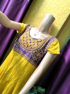 Vibrant Yellow Embroidered Kurti