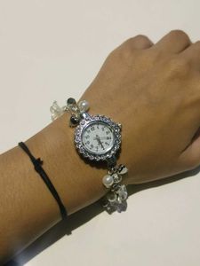 y2k Silver Bracelet Watch with Charms