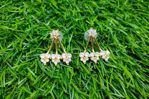 Gold Plated American Diamond Ear Jacket Earrings |