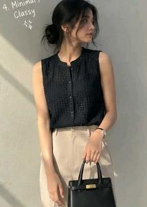 Stylish Sleeveless Eyelet Top