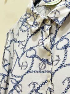 Anchor Print Button-Up Shirt