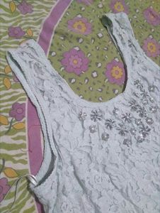 Light Blue Lace Embellished Crop Top