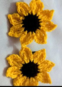 Handmade Crochet Sunflower Keychain Set