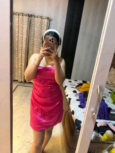 Stunning Pink Ruched Strapless Dress 32/34