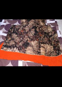 Orange &amp; Black Printed Kurta