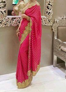 Pure Banarasi Khaddi Heavey Golden Border Saree