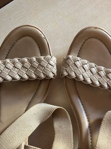Stylish Beige Woven Strap Sandals