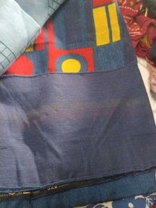 Beautiful Blue Saree with Grid Pattern