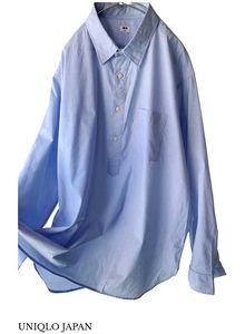 uniqlo light blue half button shirt