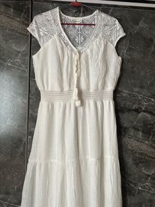 White Lace Detail Maxi Dress