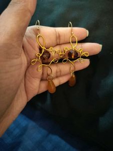 Unique Beaded Wire Wrapped Earrings