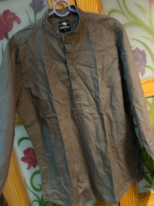 Men's Grey Band Collar Shirt pantaloons branded