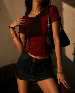 Cherry cola patchwork top