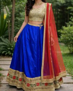 Royal Blue Embroidered Lehenga Skirt