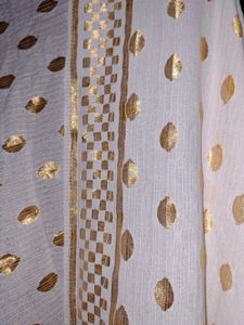 White &amp; Golden Designer Dupatta