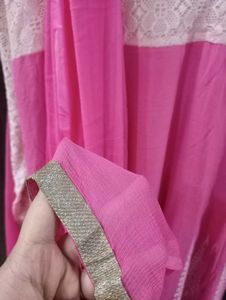 Pink Anarkali with pant and dupatta