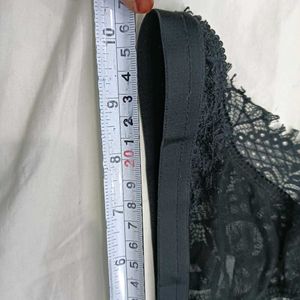 Sheer Black🪔 Lace Trim Bikini Panty