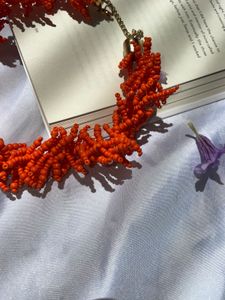 beach unique y2k Orange Beaded Choker Necklace