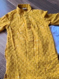 Vibrant Yellow Embroidered Kurta
