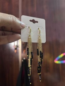 Elegant Black Bead Dangle Earrings